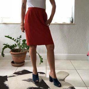 High waisted rust pencil skirt
